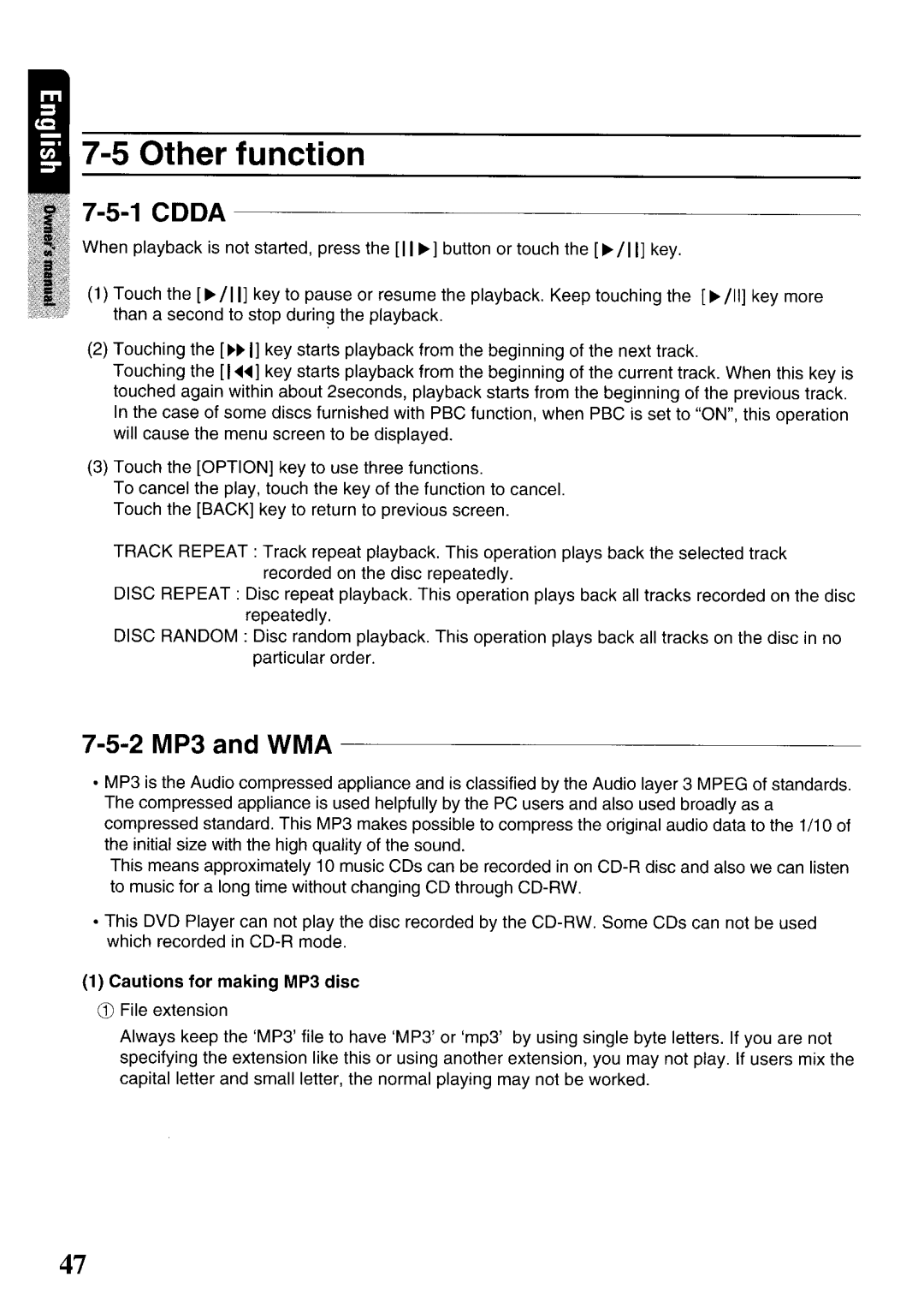 Clarion VRX575USB owner manual Other function, Coda 