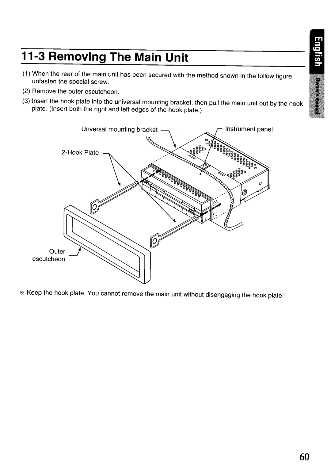 Clarion VRX575USB owner manual Removing The Main Unit 