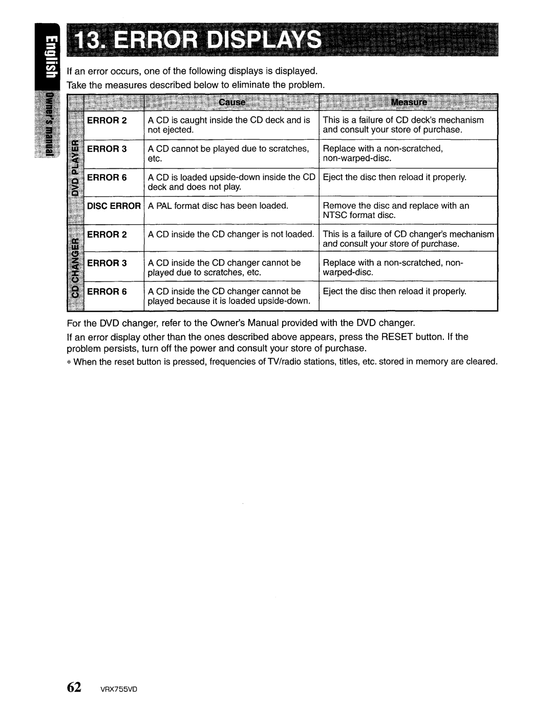 Clarion VRX755VD manual 