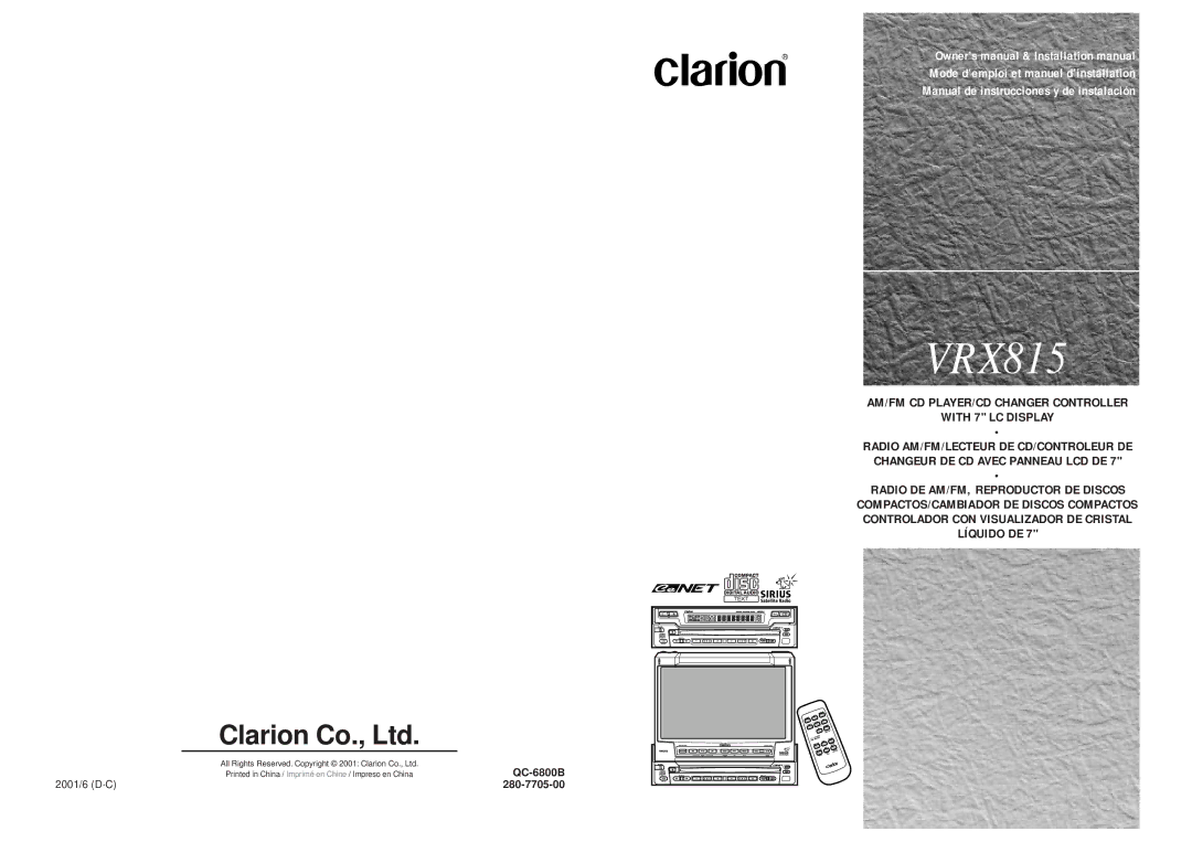 Clarion VRX815 owner manual 