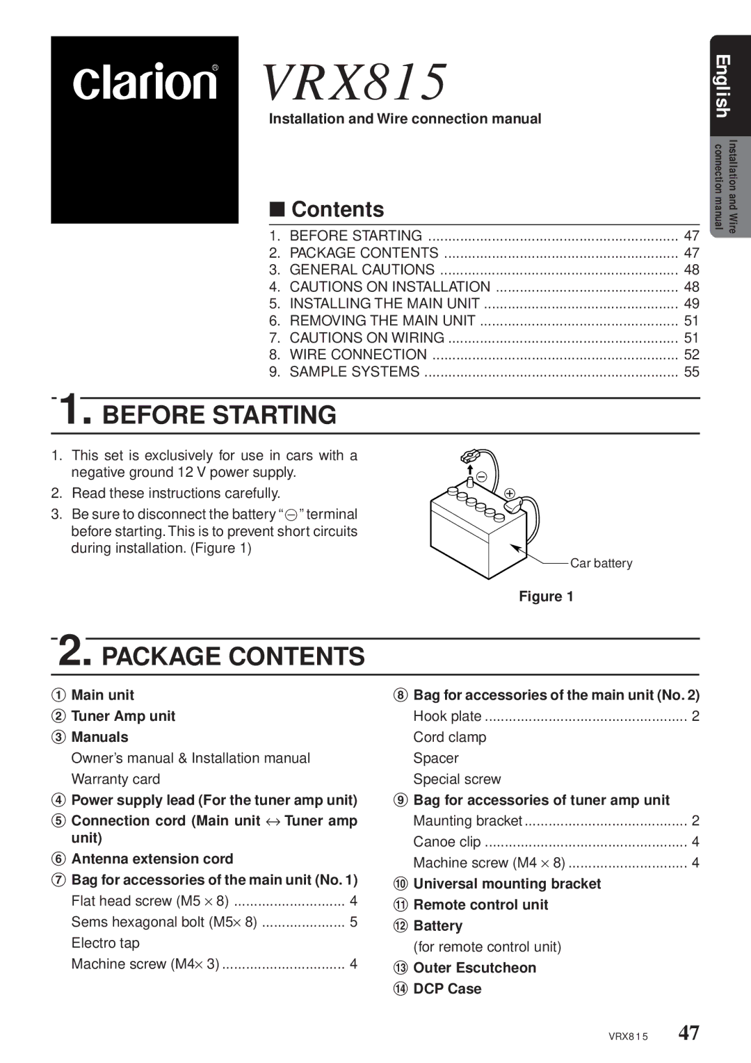 Clarion VRX815 owner manual 