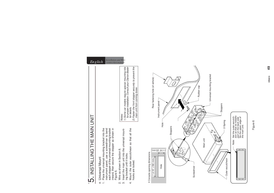 Clarion VRX815 owner manual Installing the Main Unit 