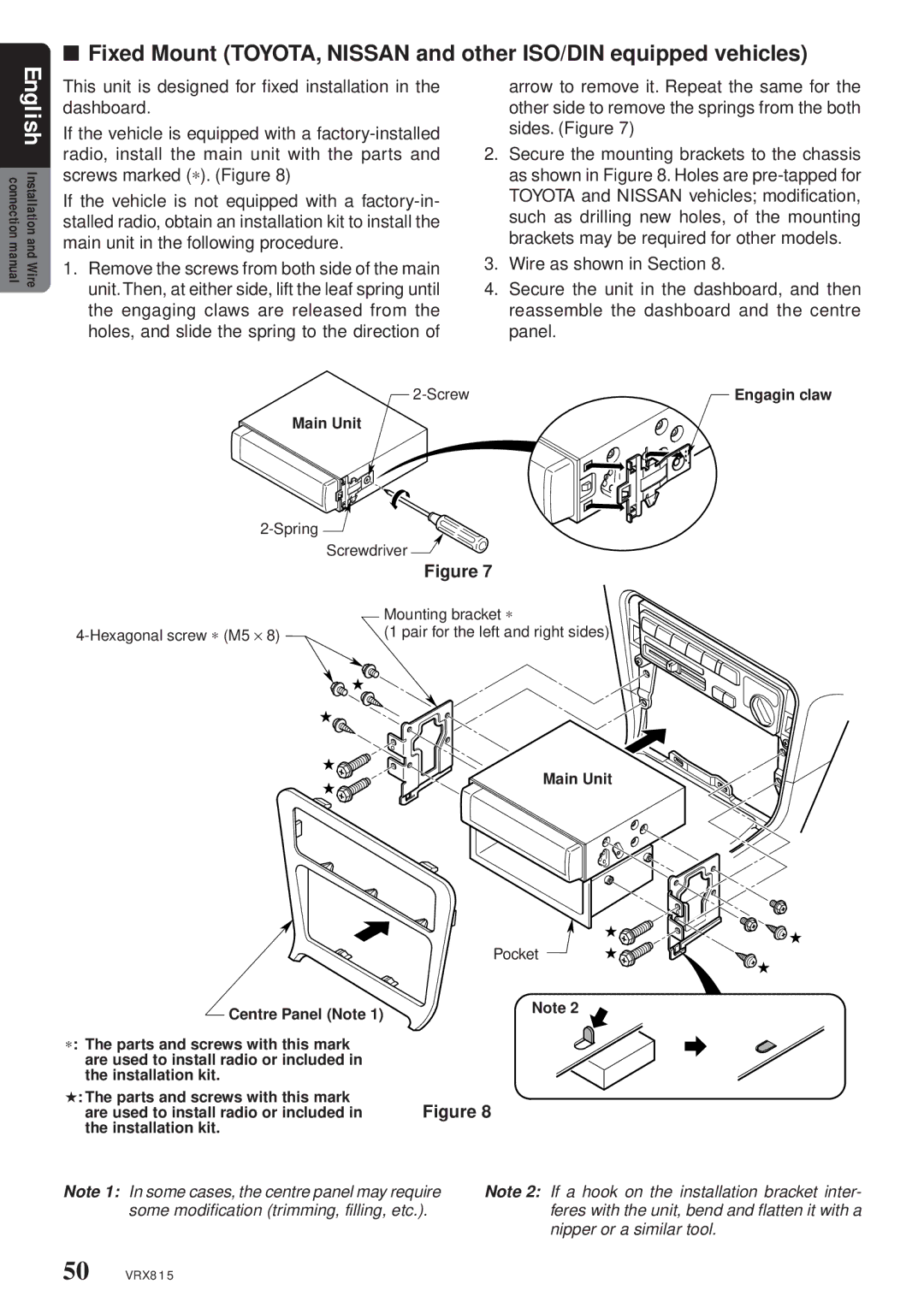 Clarion VRX815 owner manual Screw 