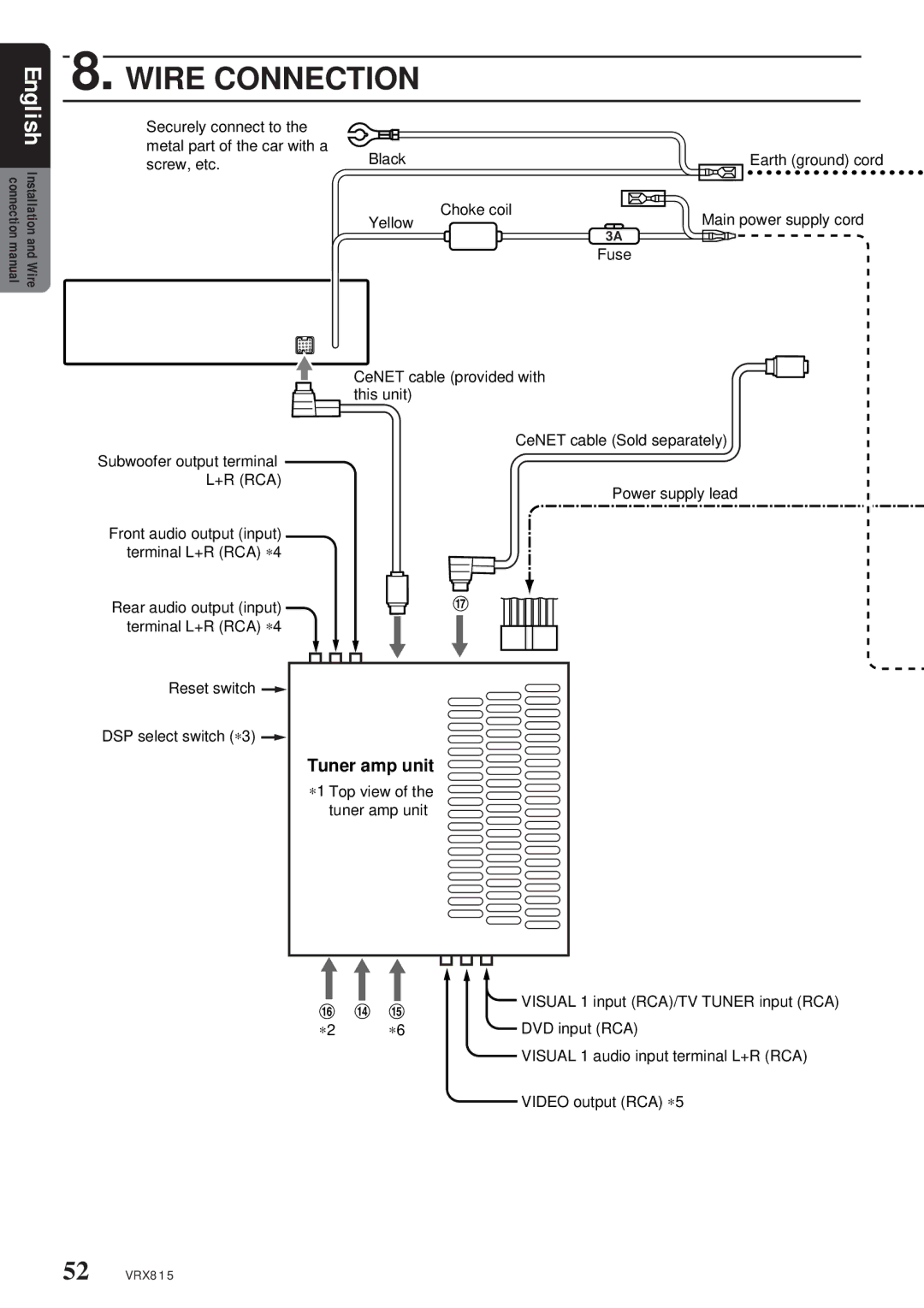 Clarion VRX815 owner manual Wire Connection 