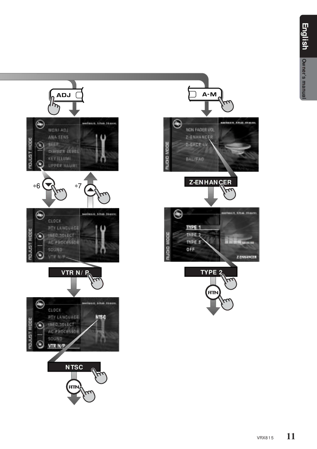 Clarion VRX815 owner manual VTR N/P Ntsc Enhancer Type 