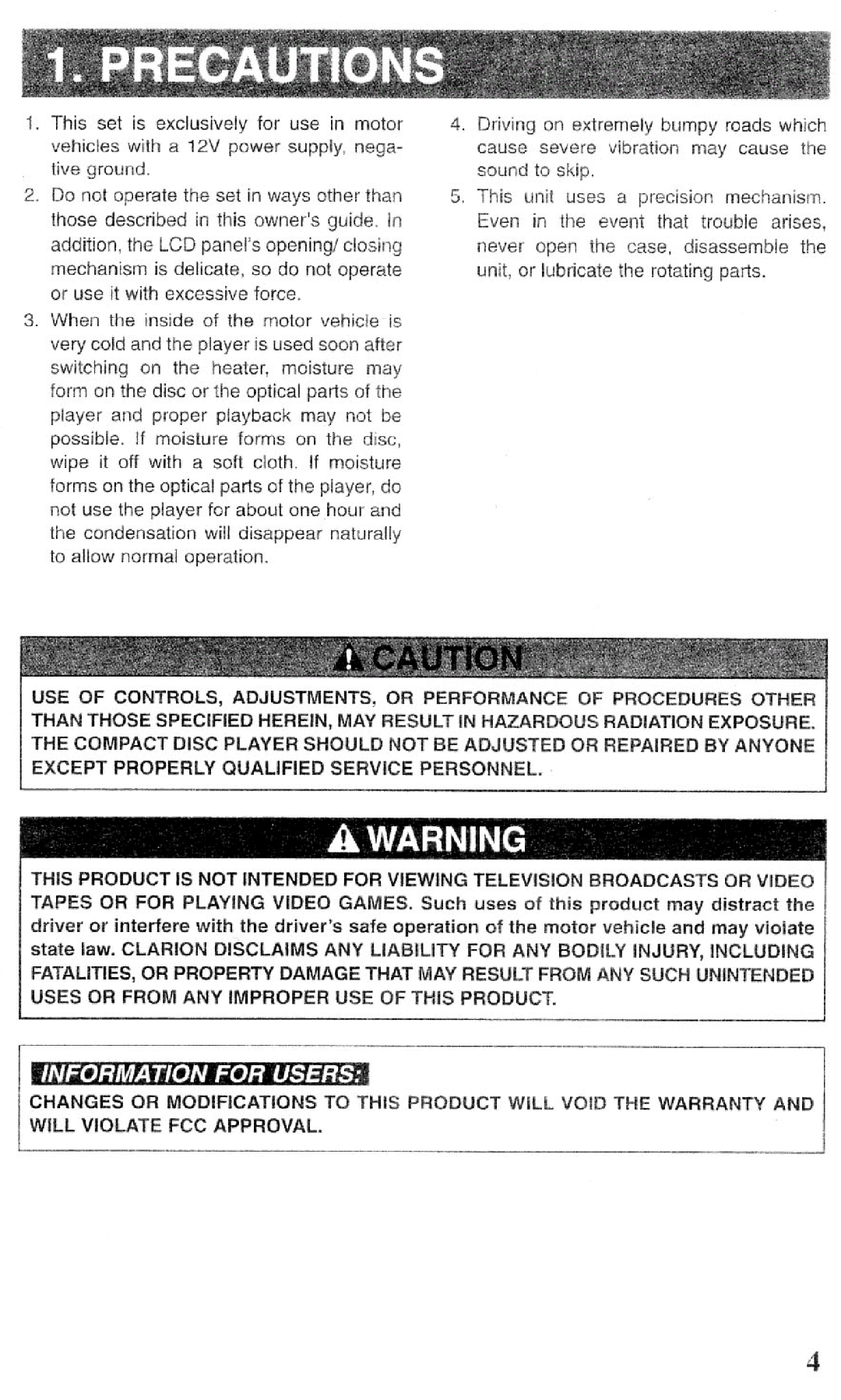 Clarion VRX8271 manual 