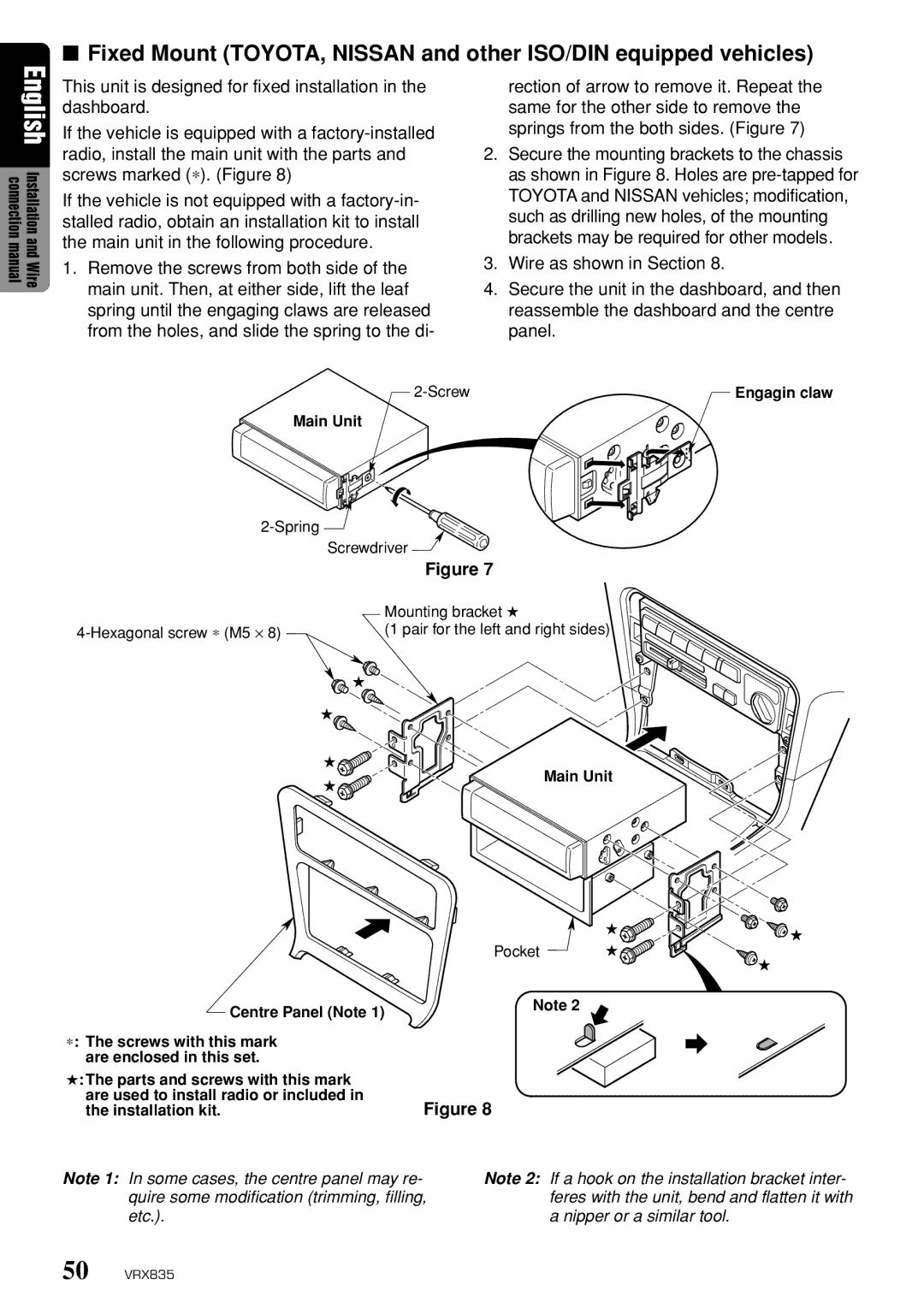 Clarion VRX835 owner manual Screw 