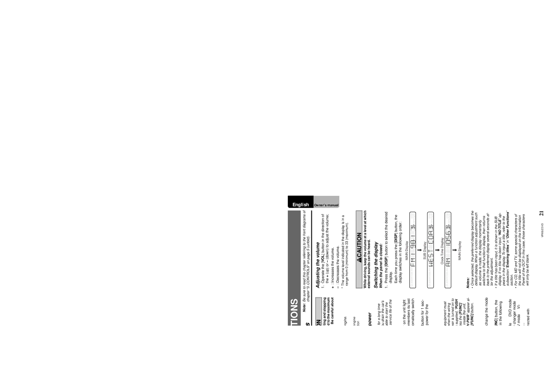 Clarion VRX925VD owner manual Basic Operations, Turning on and off the power, Selecting a mode, Adjusting the volume 