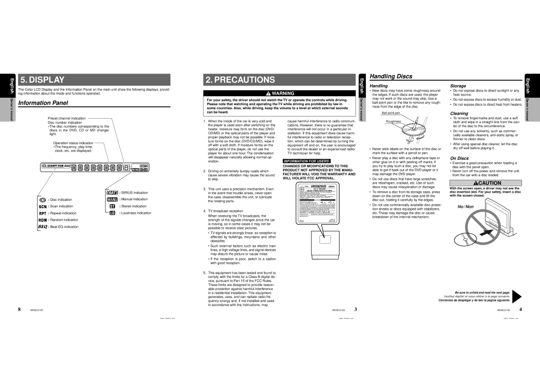 Clarion VRX925VD Ing information about the mode and functions operated, Preset channel indication, Eration, To skip 