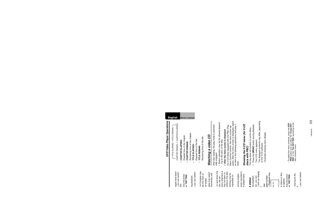 Clarion VRX925VD Watching a video CD, DVD Video Player Operations Switching angles, Displaying the playback status 