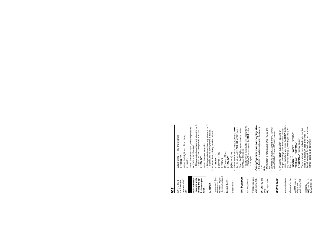 Clarion VRX925VD Visual Operations, Switching to the Visual mode, Switching the VTR system between Ntsc and PAL 