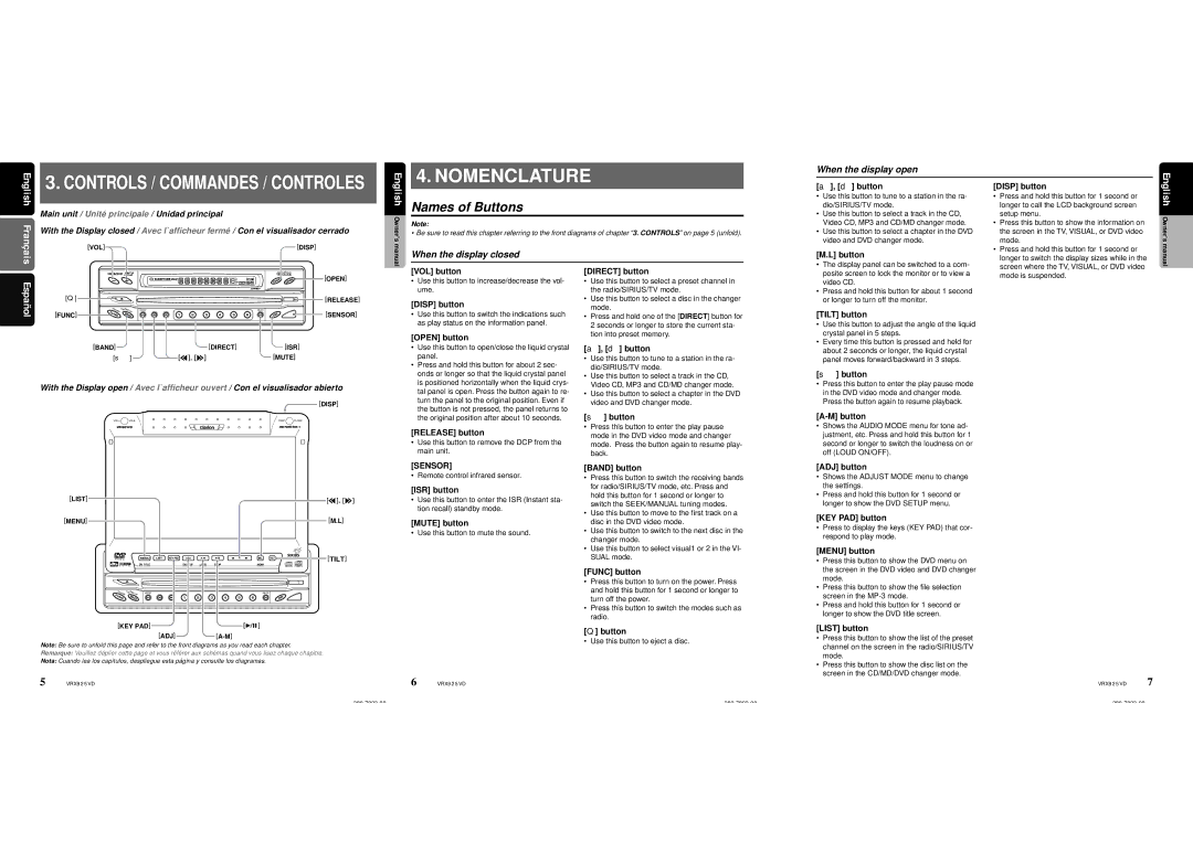 Clarion VRX925VD owner manual Tilt 