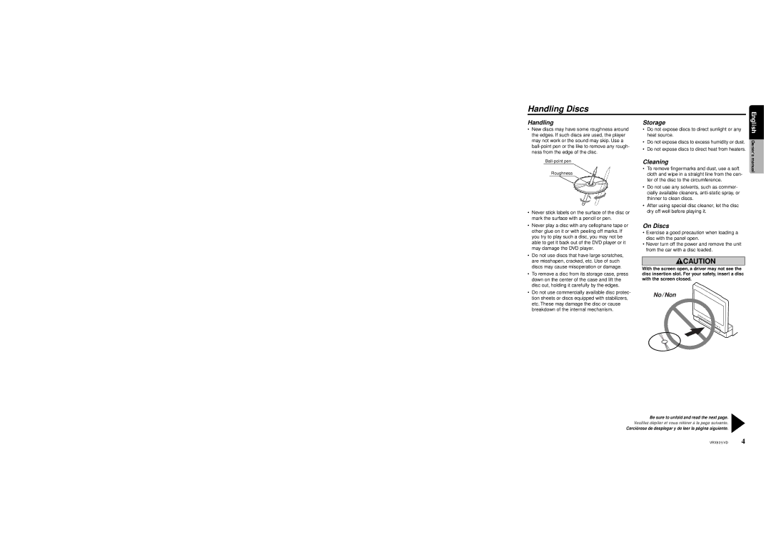 Clarion VRX925VD owner manual Handling Discs 