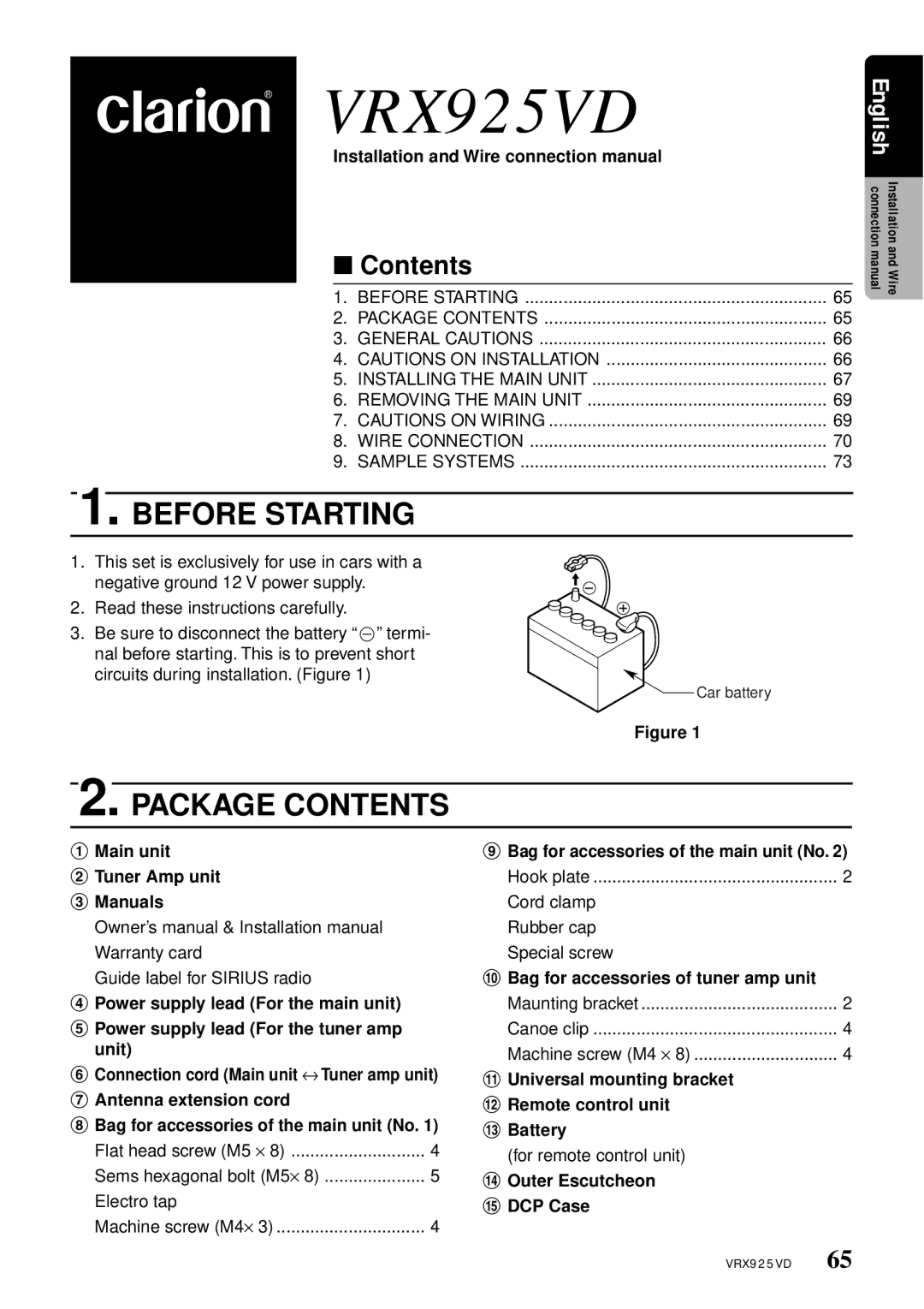 Clarion VRX925VD owner manual 