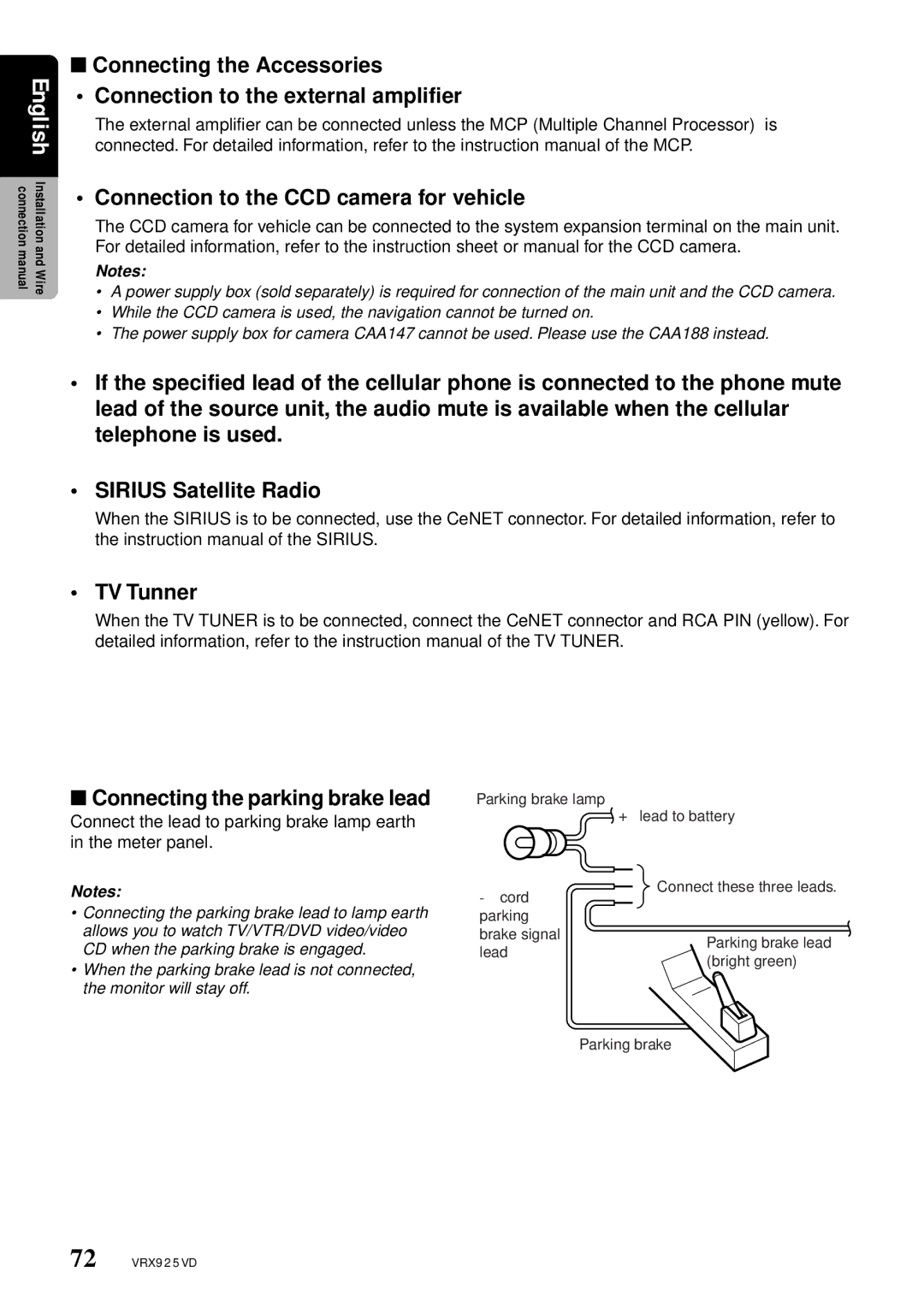 Clarion VRX925VD owner manual CD when the parking brake is engaged 