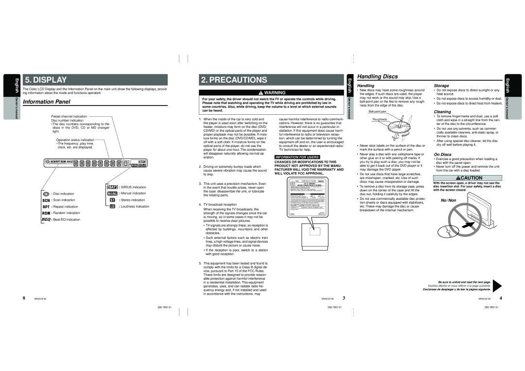 Clarion VRX935VD manual Ing information about the mode and functions operated, Preset channel indication 