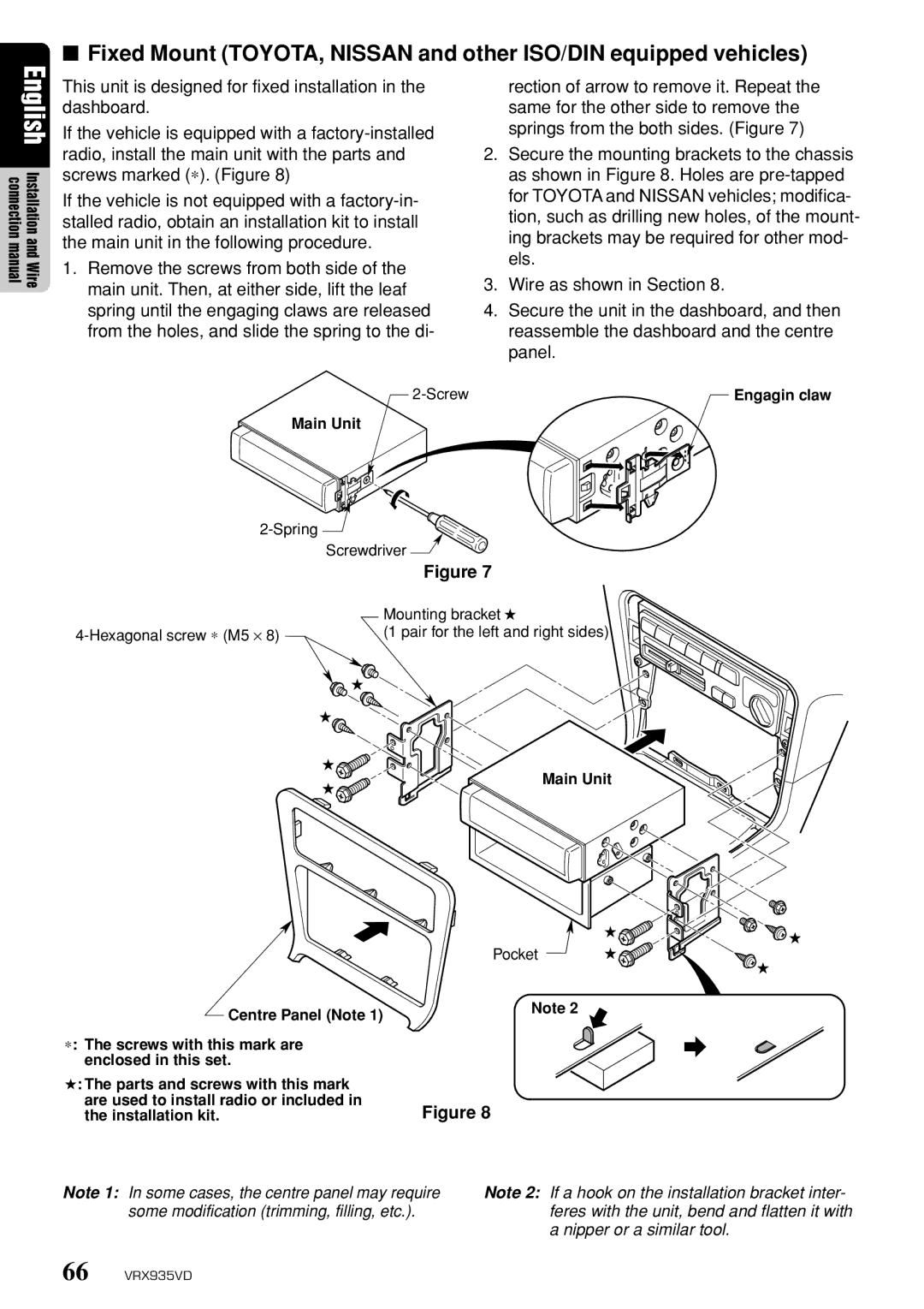 Clarion VRX935VD owner manual Screw 