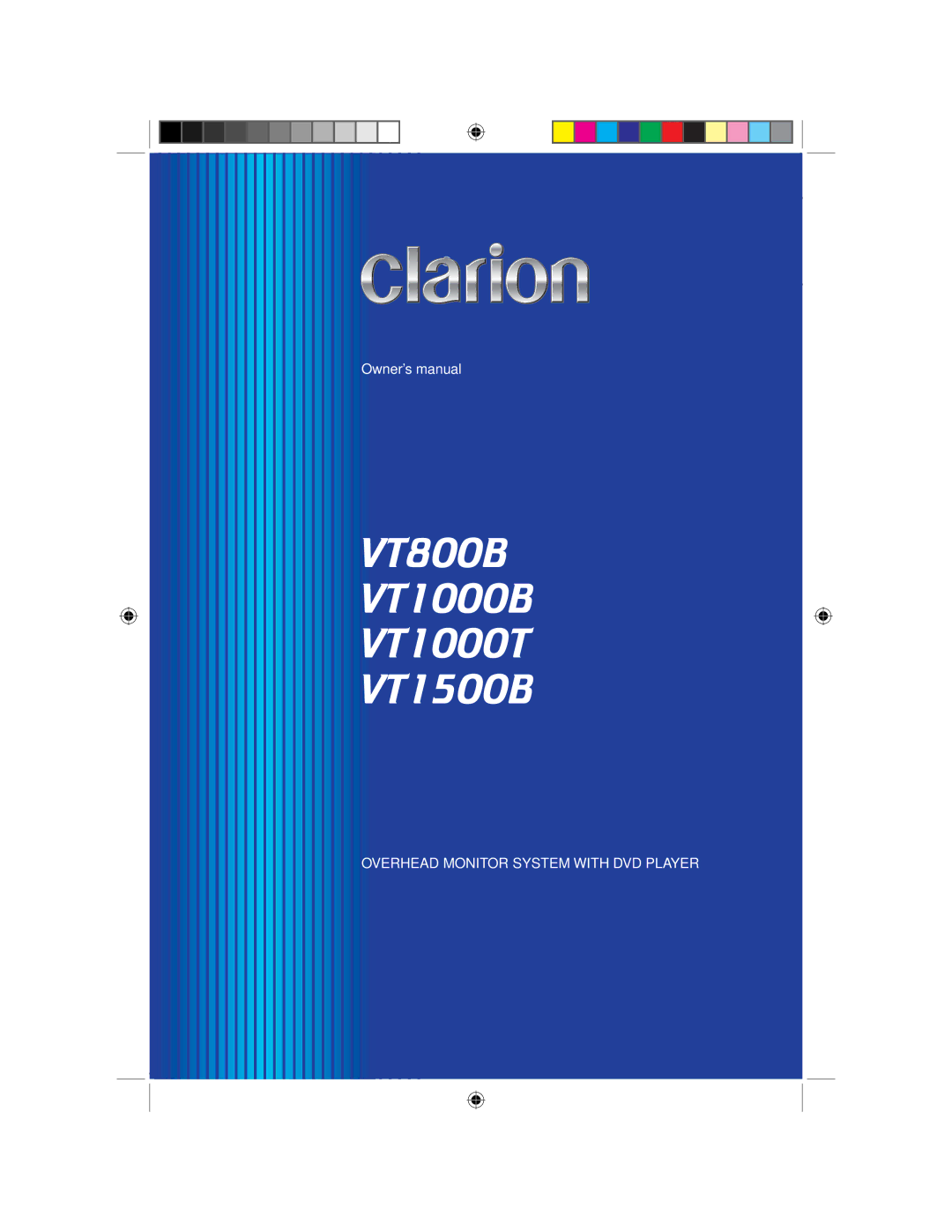 Clarion owner manual VT800B VT1000B VT1000T VT1500B 