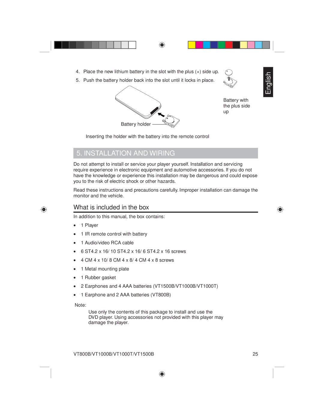 Clarion VT800B, VT1000T, VT1000B, VT1500B owner manual Installation and Wiring, What is included in the box 