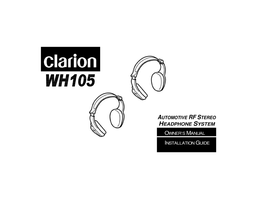 Clarion WH 105 owner manual Installation Guide 