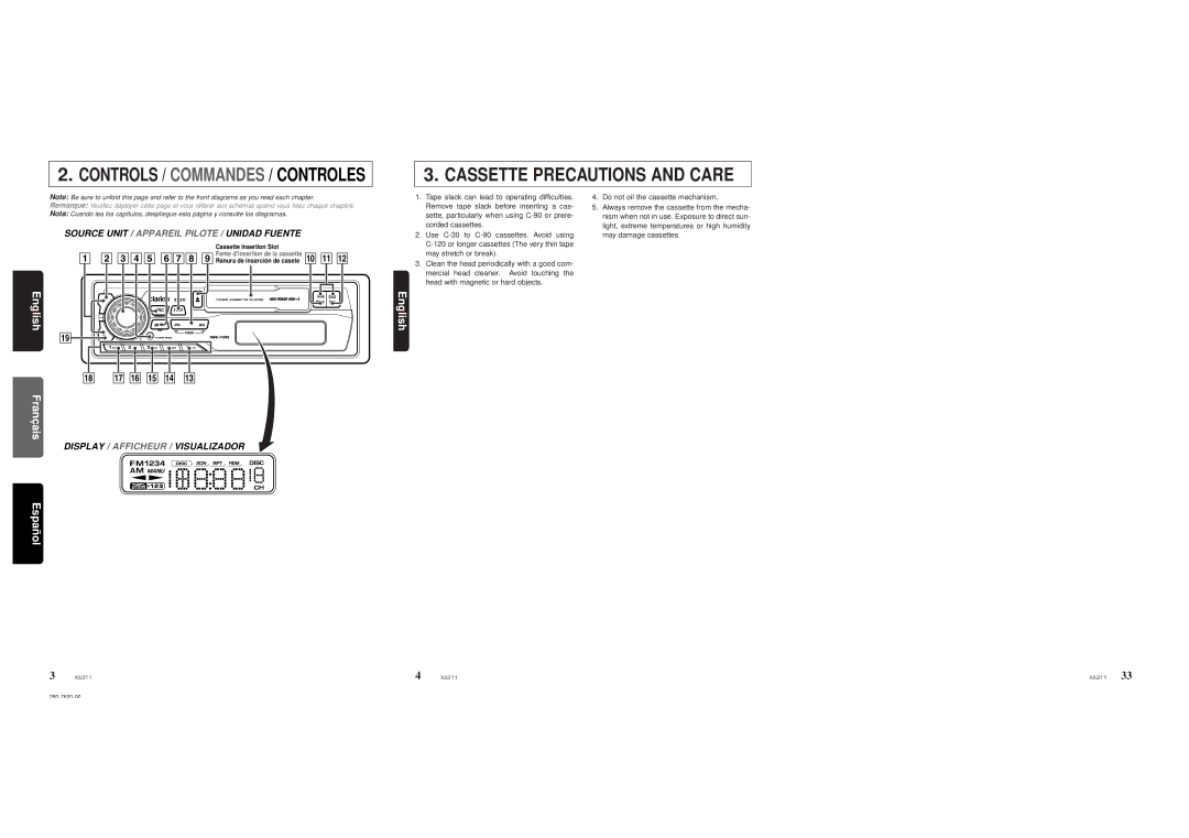 Clarion XA311 owner manual Controls / Commandes / Controles 