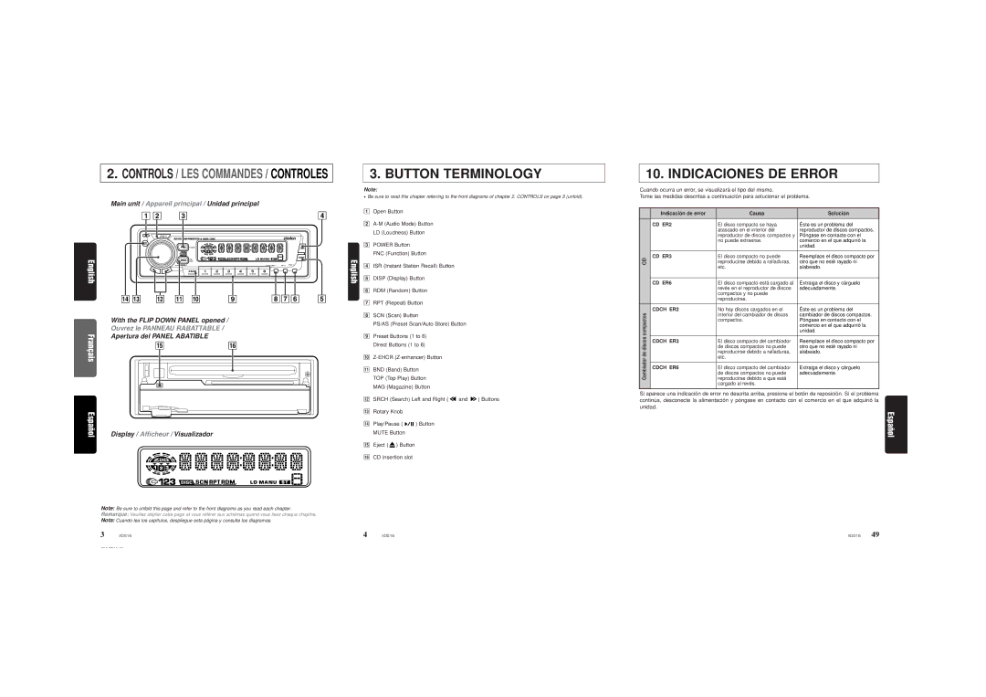 Clarion XD516 owner manual Button Terminology 