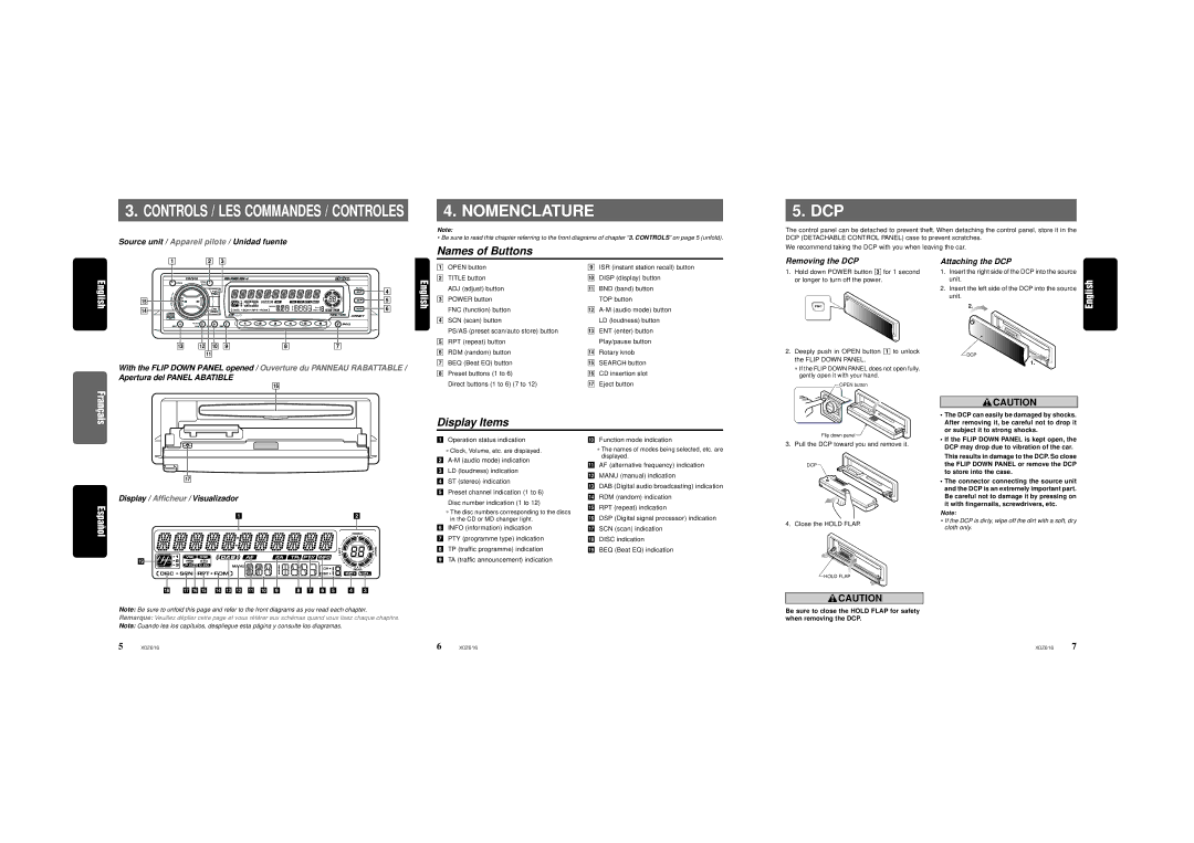 Clarion XDZ616w owner manual Nomenclature 