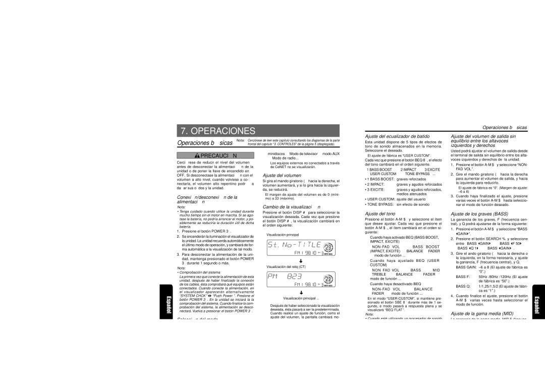 Clarion XDZ716 owner manual Operaciones bá sicas 