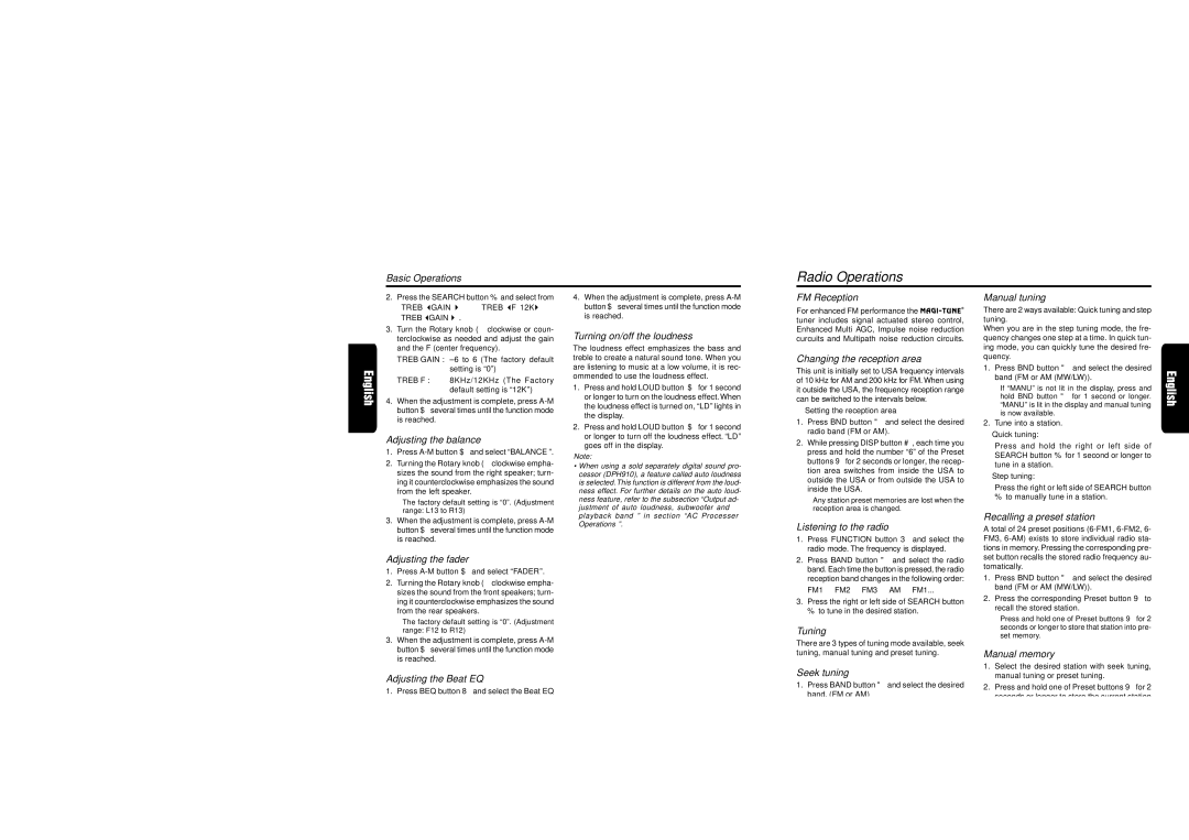 Clarion XDZ716 owner manual Radio Operations 