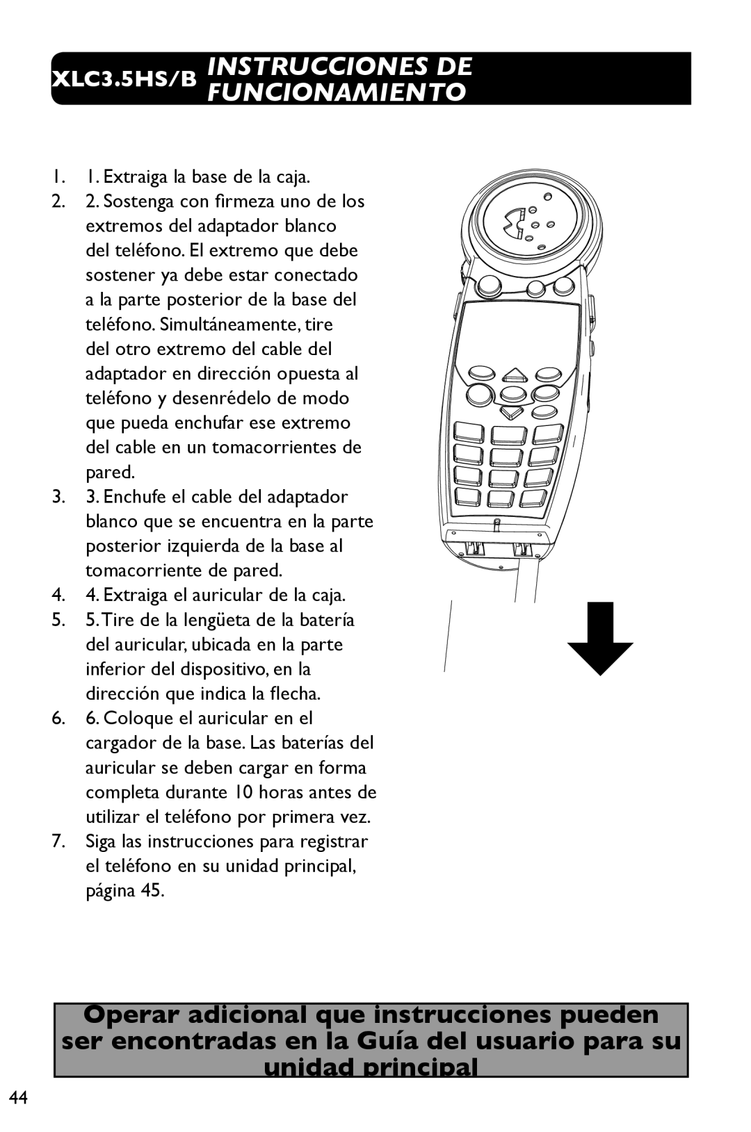 Clarity 3.5HSB manual XLC3.5HS/B Instrucciones DE Funcionamiento, Extraiga la base de la caja 