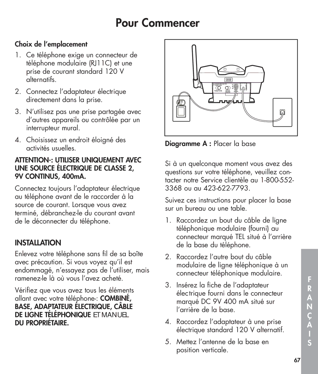 Clarity 420 manual Pour Commencer, Installation 