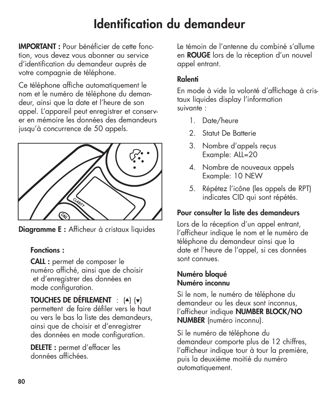 Clarity 420 manual Identification du demandeur 