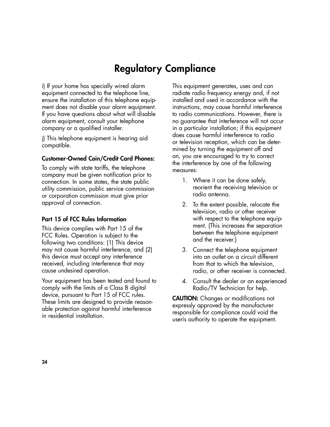 Clarity 430 manual Regulatory Compliance 