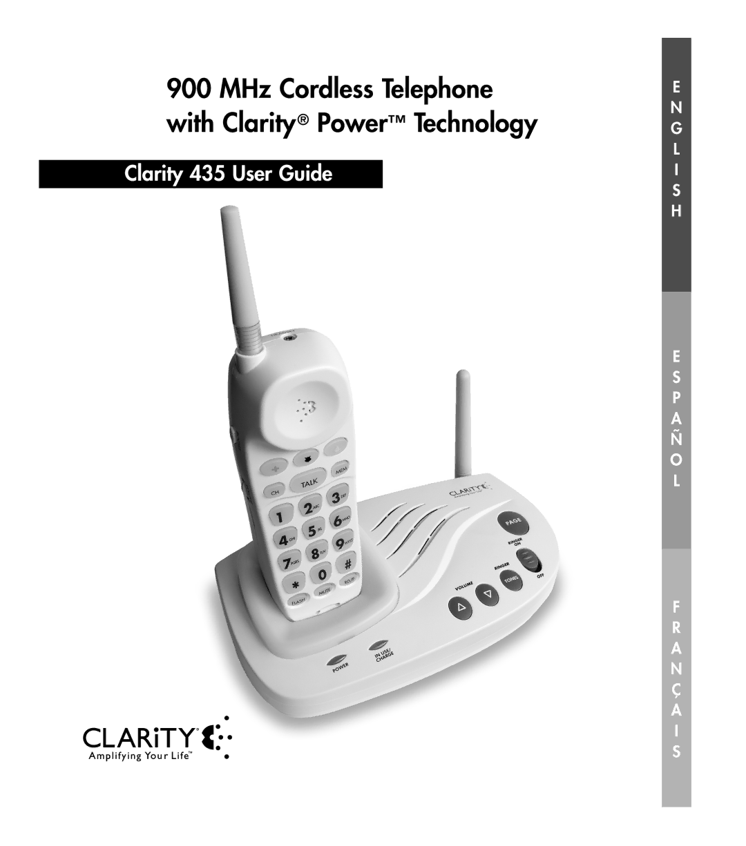 Clarity 435 manual MHz Cordless Telephone with Clarity Power Technology 