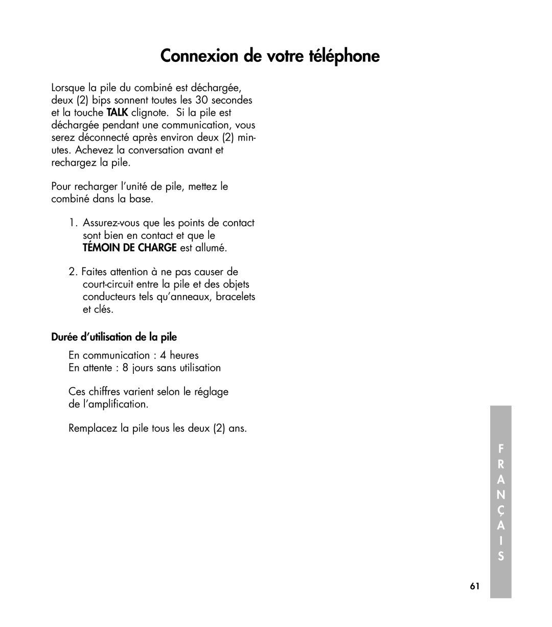 Clarity 435 manual Connexion de votre téléphone 