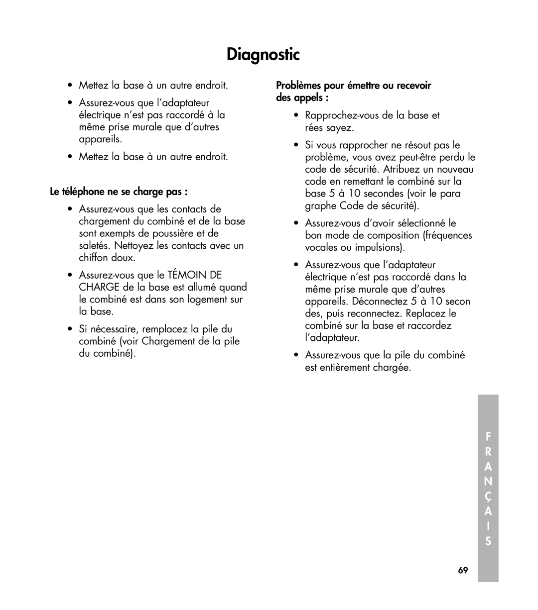 Clarity 435 manual Diagnostic 