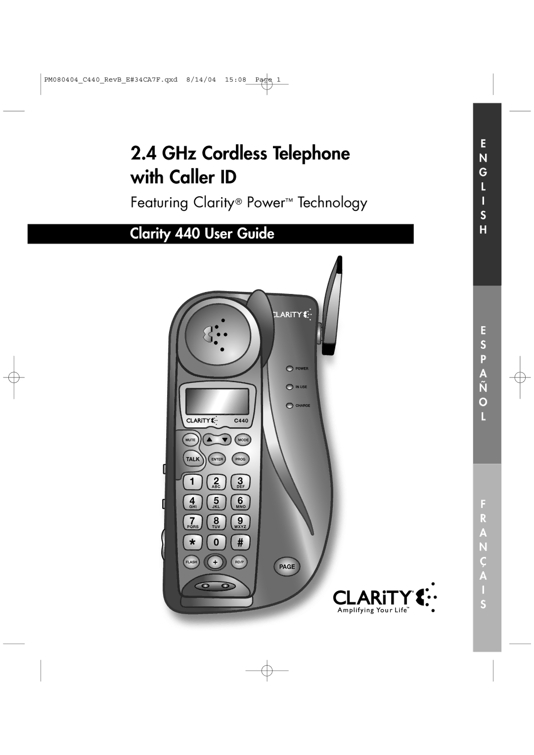 Clarity 440 manual GHz Cordless Telephone with Caller ID 