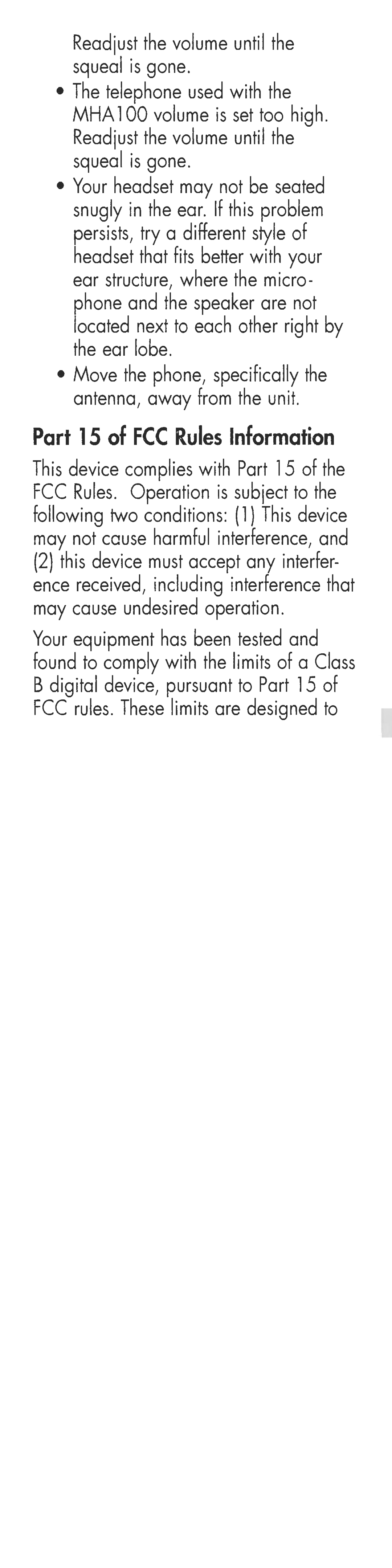 Clarity 51361001 manual Part 15 of FCC Rules Information 