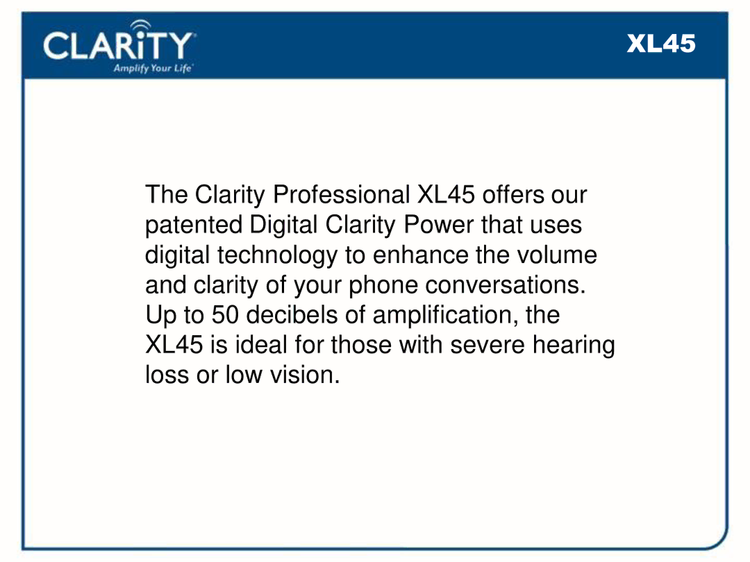 Clarity 54500001 manual XL45 