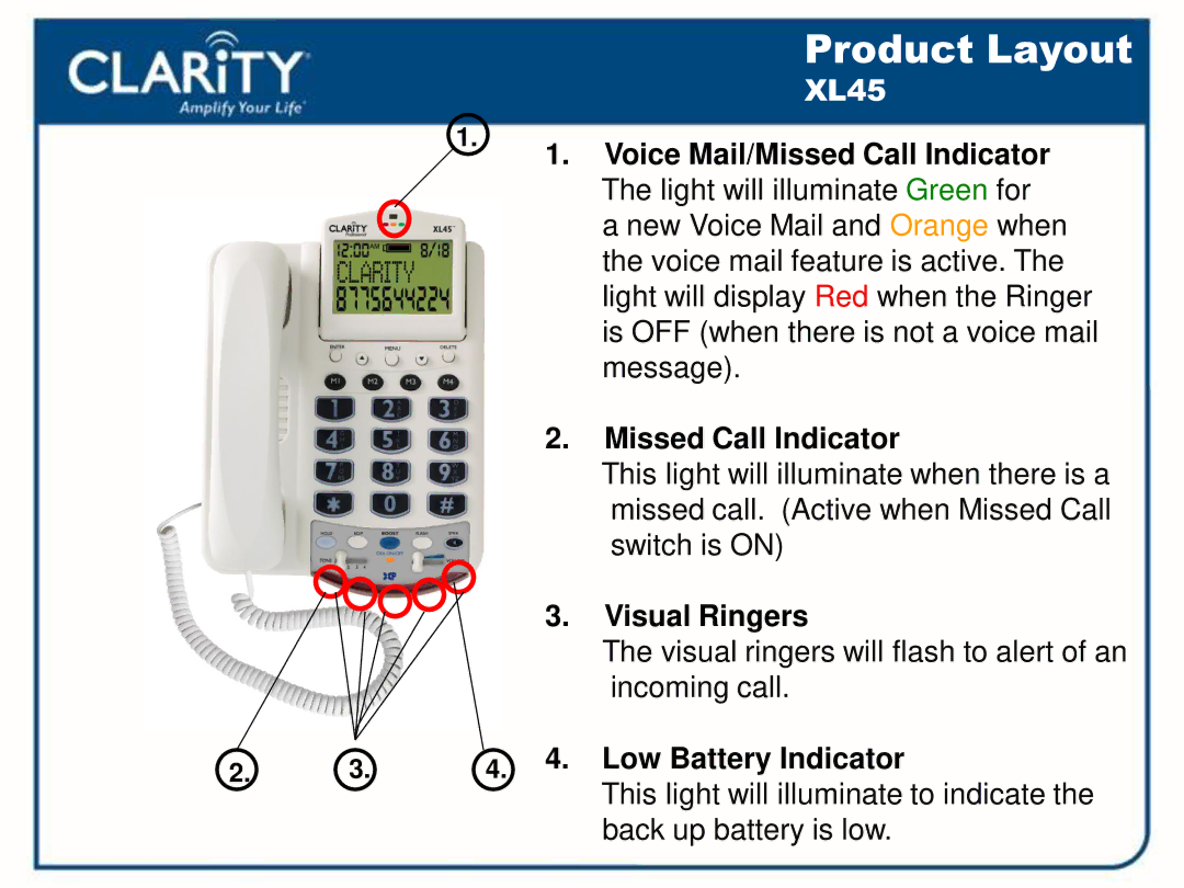 Clarity 54500001 manual Visual Ringers 