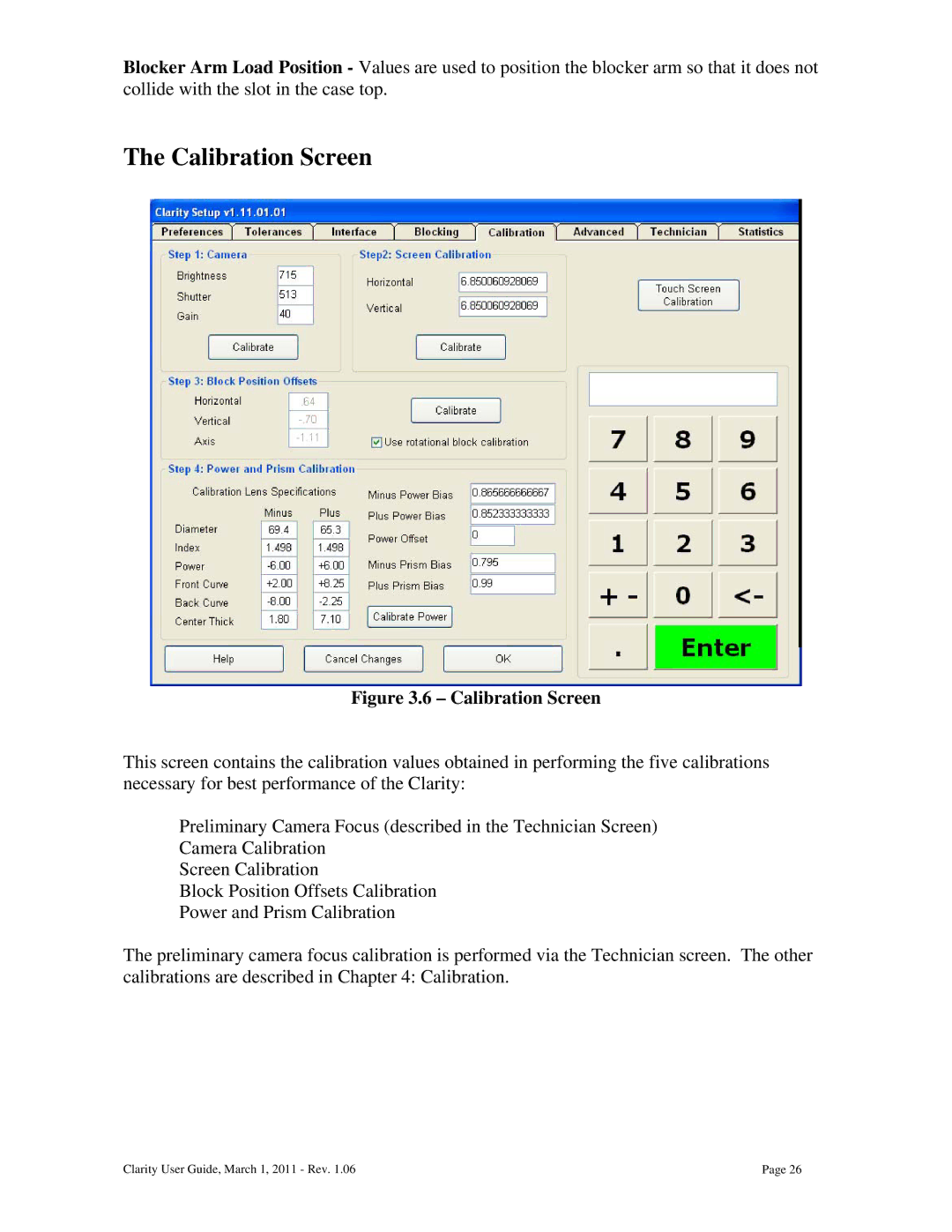 Clarity 87392-11 manual Calibration Screen 