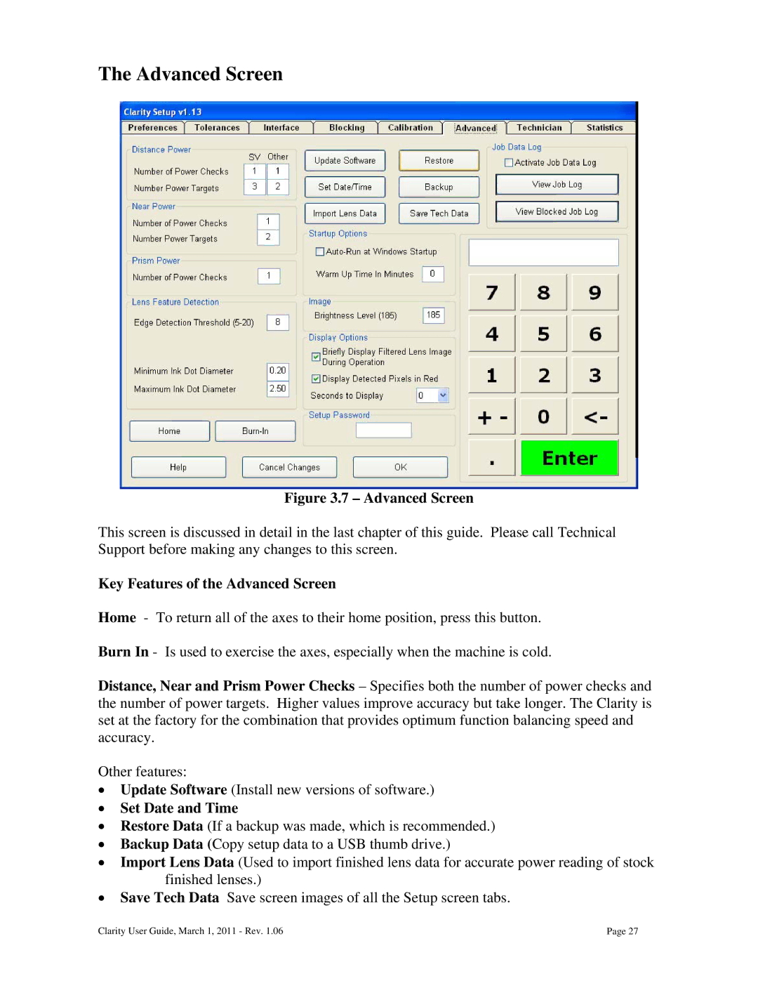 Clarity 87392-11 manual Key Features of the Advanced Screen, Set Date and Time 