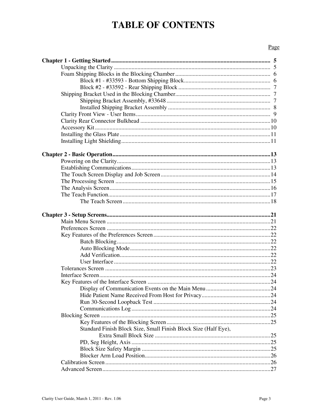 Clarity 87392-11 manual Table of Contents 