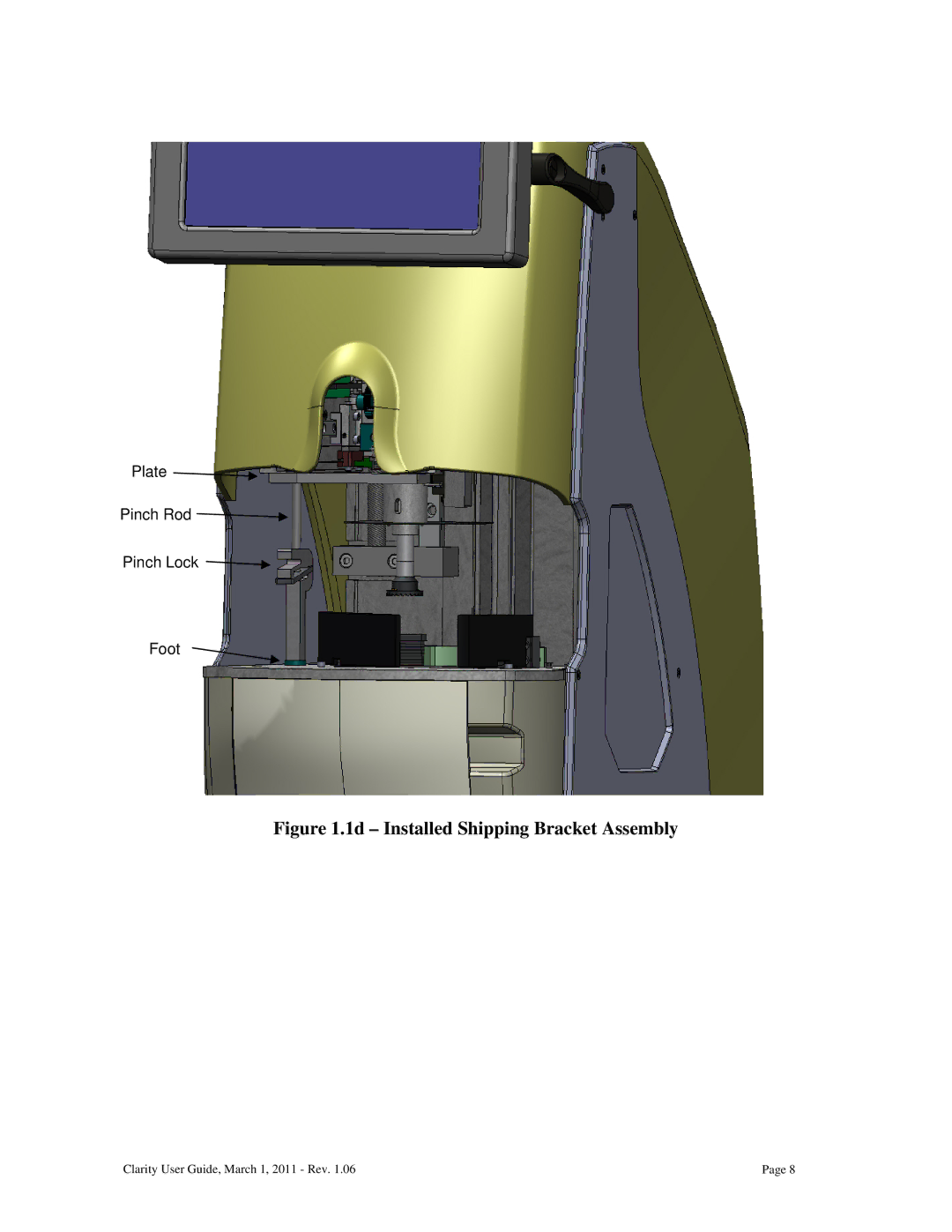 Clarity 87392-11 manual 1d Installed Shipping Bracket Assembly 