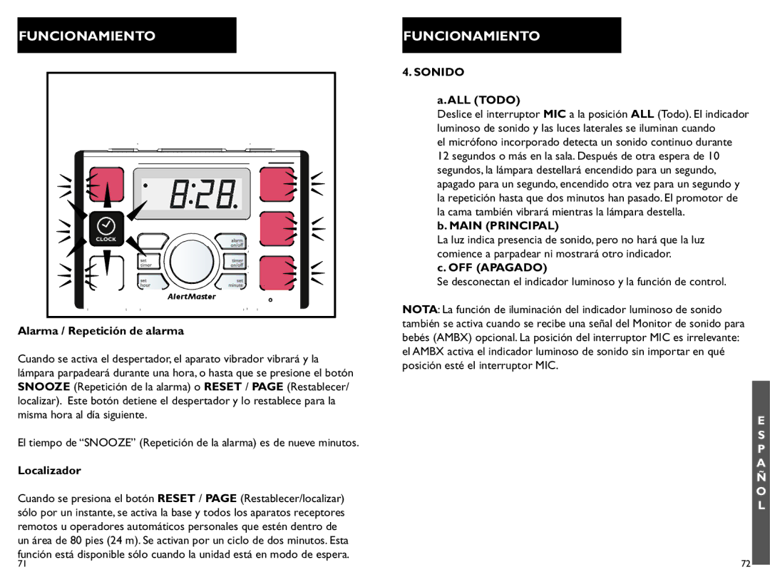 Clarity AL10 manual Sonido 