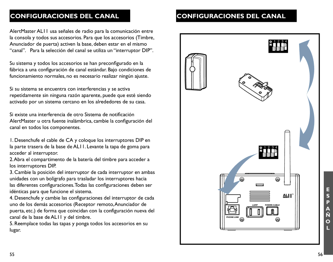 Clarity AL11 manual Configuraciones DEL Canal 