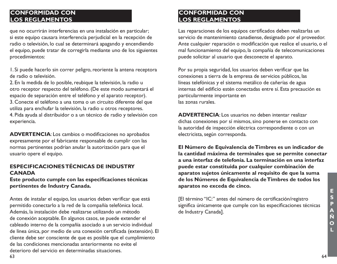 Clarity AL11 manual Especificaciones Técnicas DE Industry Canada, El Número de Equivalencia de Timbres es un indicador de 