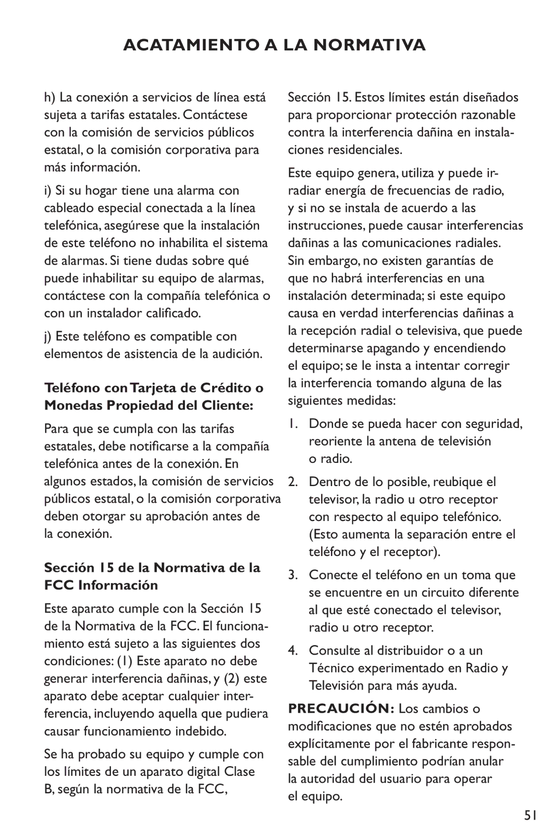 Clarity C1000 manual La conexión, Sección 15 de la Normativa de la FCC Información, Radio, El equipo 