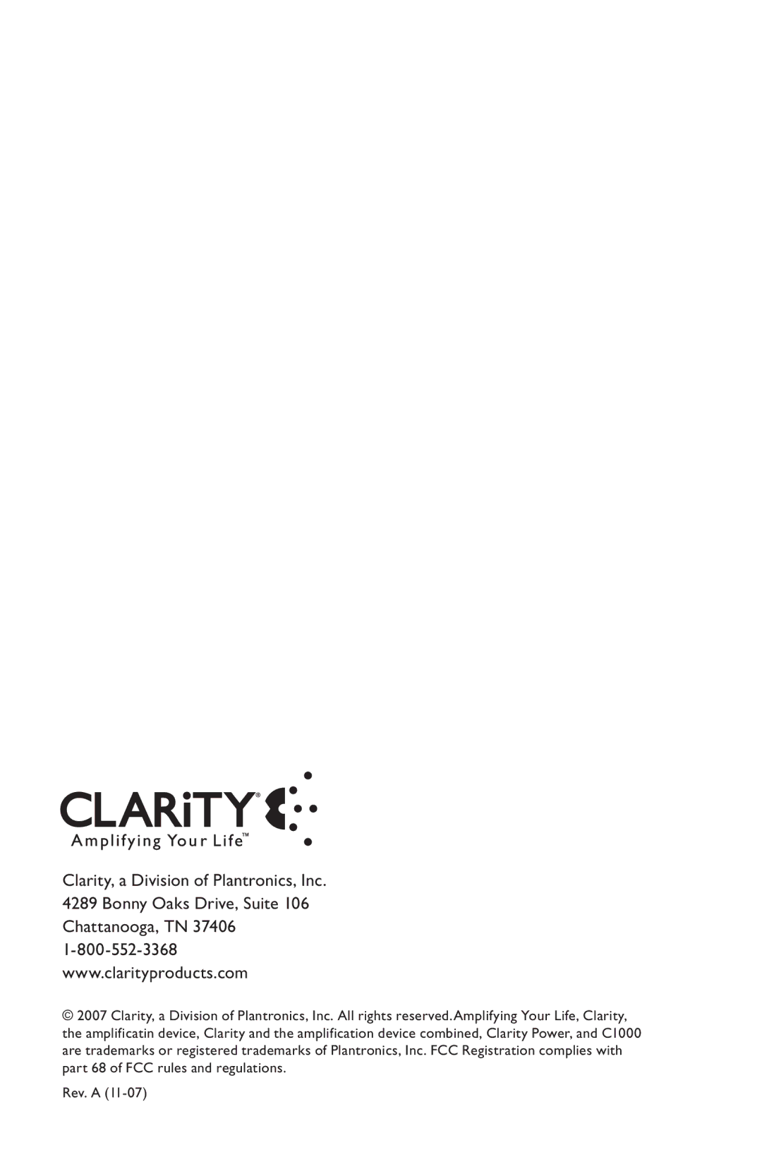 Clarity C1000 manual 