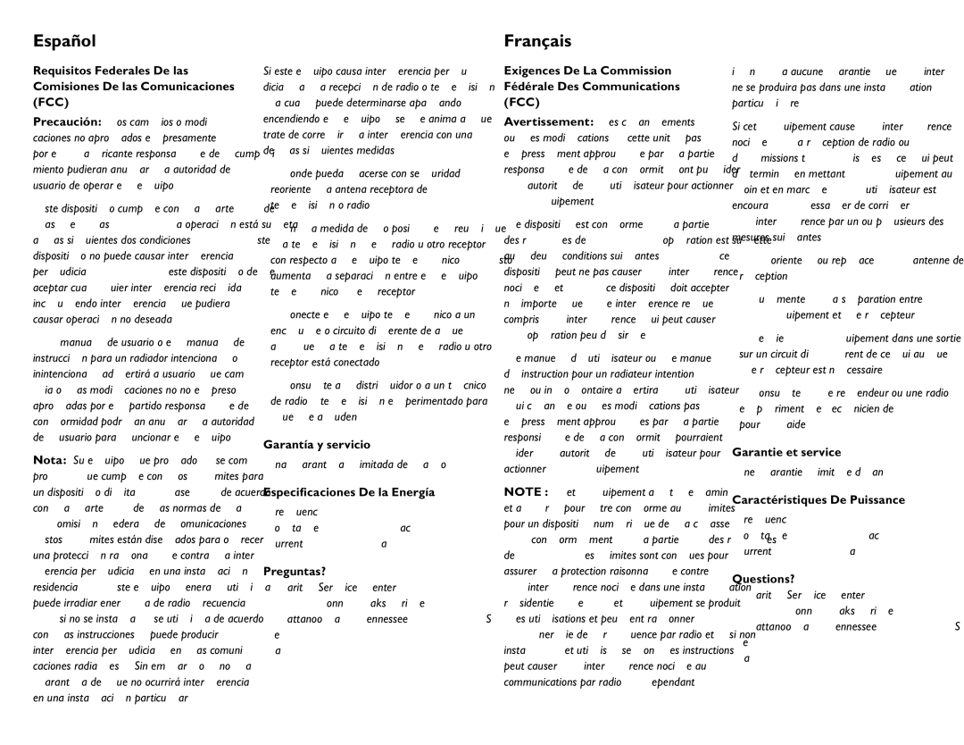 Clarity c2210 quick start Español, Français 